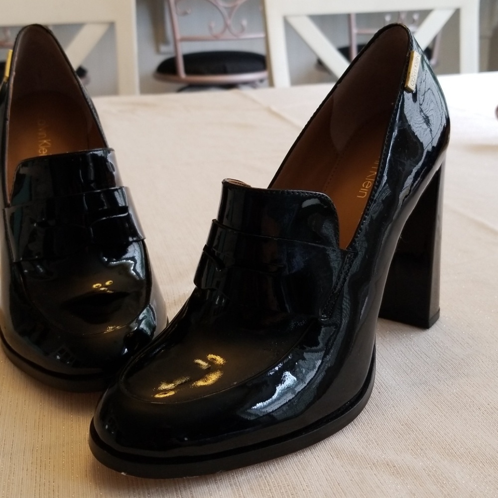 Calvin Klein high heeled penny loafers